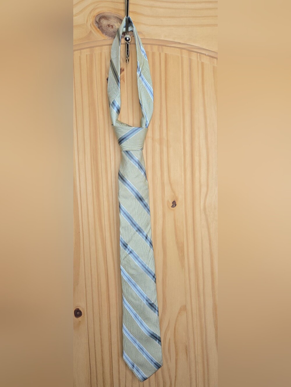 Calvin Klein CK Men's Necktie Sage Green Blue Striped Dress Tie